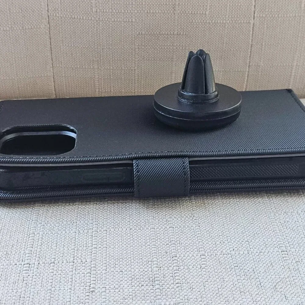 Switch Wallet Phone Case for iPhone 12 Pro Max Black Card Hold W/ Car Vent Mount